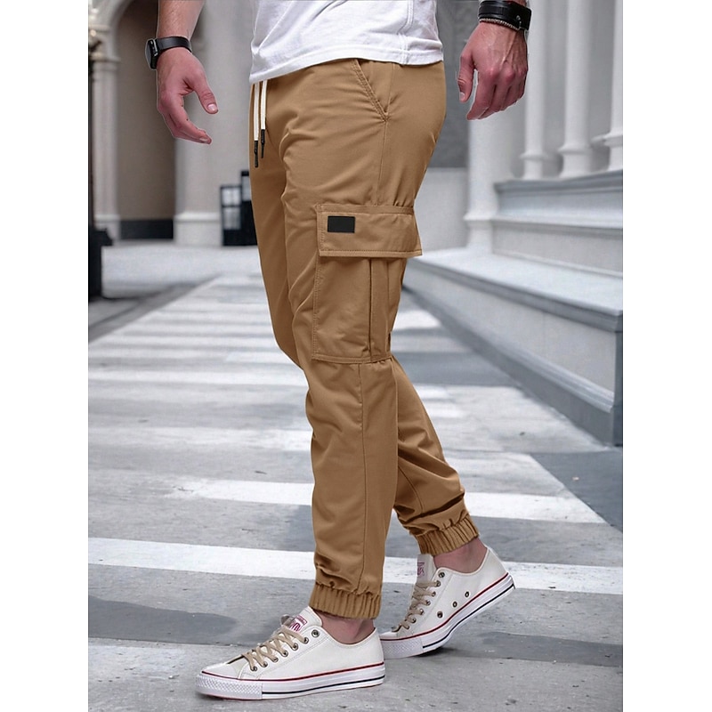 Men's Cargo Pants Cargo Joggers Tactical Pants Trousers Drawstring Elastic Waist Plain Comfort Moisture Wicking Full Length Outdoor Party Daily Fashion Streetwear Black Yellow3