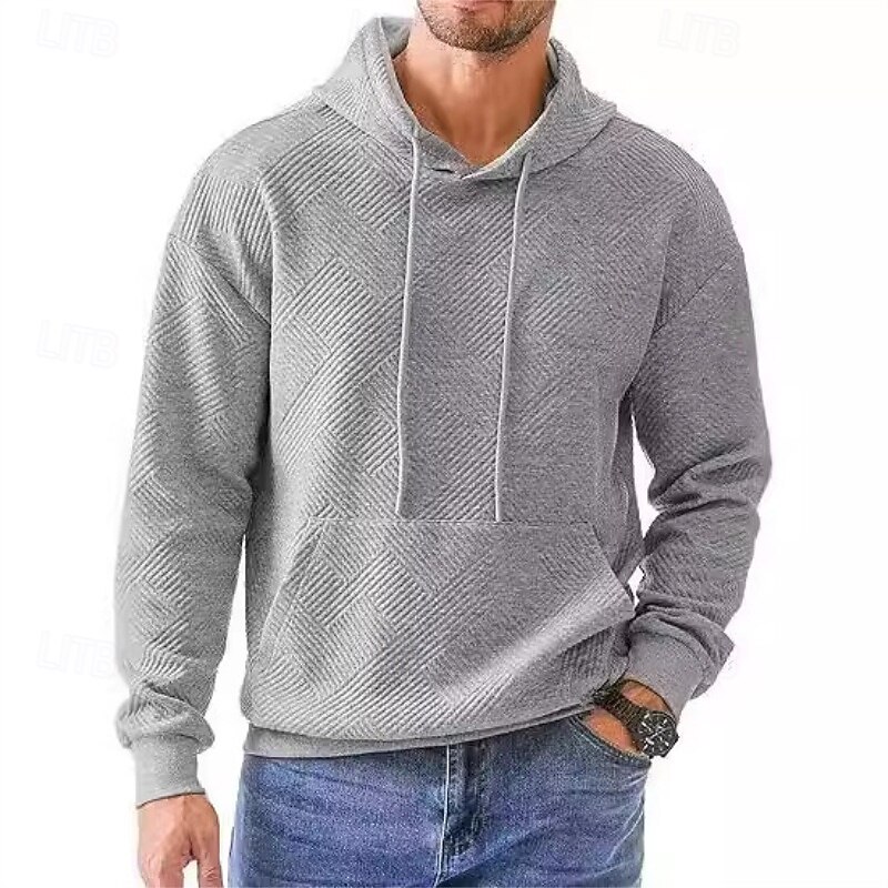 Men's Hoodie Pullover Hoodie Sweatshirt Black Blue Green Beige Gray Hooded Plain Kangaroo Pocket Textured Sports & Outdoor Casual Daily Streetwear Cool Sportswear Spring &  Fall Clothing Apparel