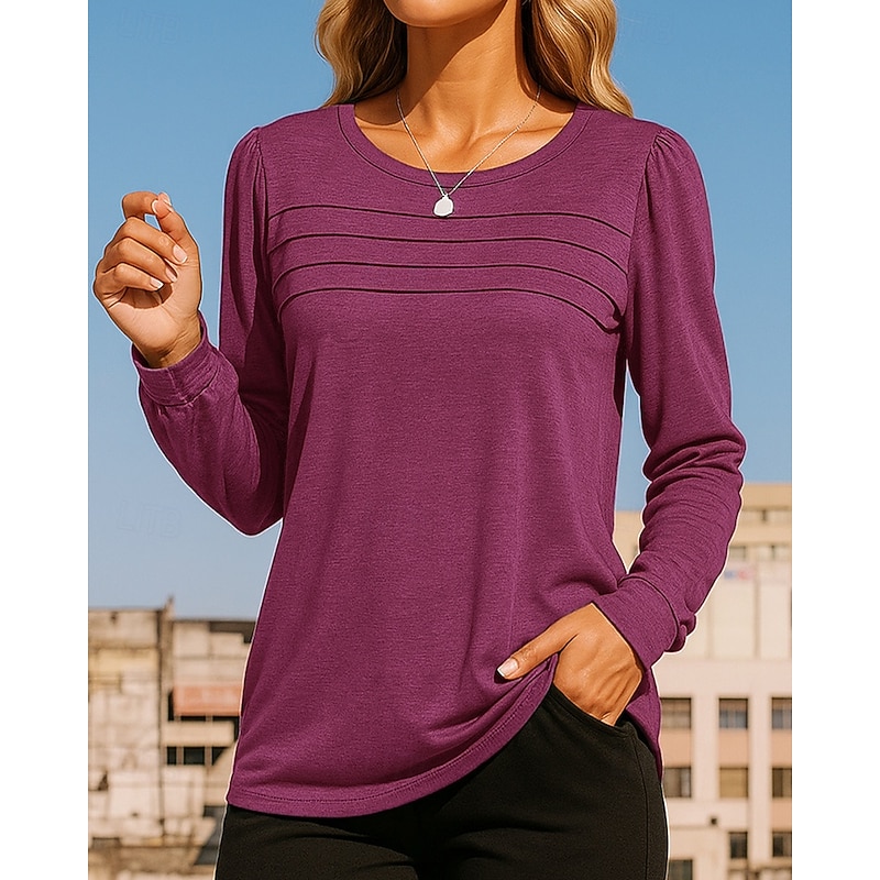 Women's Pullover Sweatshirt Casual Tops Long Sleeve Top Athleisure Fall Solid Colored Fashion Outdoor Travel Sportswear Activewear Black White Royal Blue4