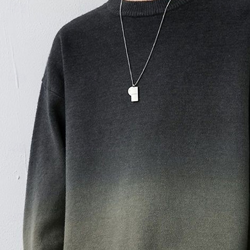 Men's Ombre Color Block Pullover Sweater Jumper Knitwear Crewneck Casual Vacation Home Daily 3D Print Knitting Keep Warm Long Sleeve Spring Fall Winter Black Brown3