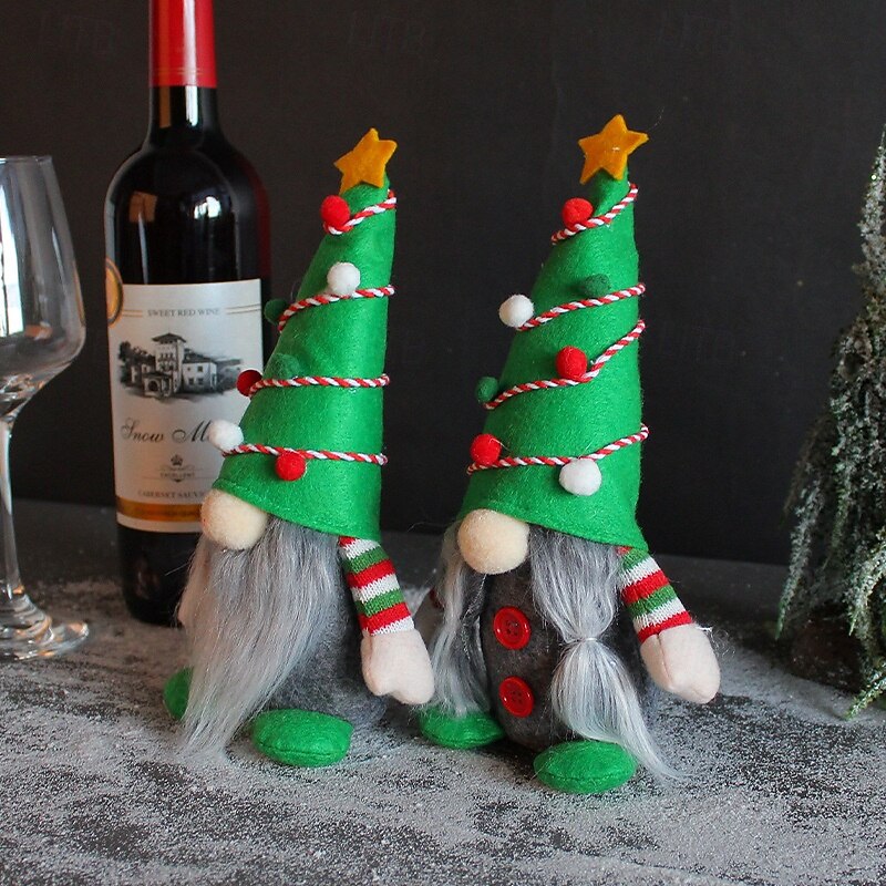 Christmas Plush Gnome Faceless Doll Standing Holiday Figurine Tree Shaped Santa Decoration Festive Display Prop for Christmas Tree Home Party Seasonal Accessory2