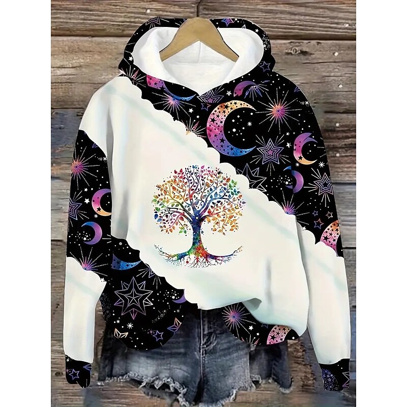 Women's 3D Print Pullover Hoodie Sweatshirt Graphic Geometric Polka Dot Casual Long Sleeve Hooded Regular Tops Party Evening Wear Street Dailywear White Spring Fall Winter