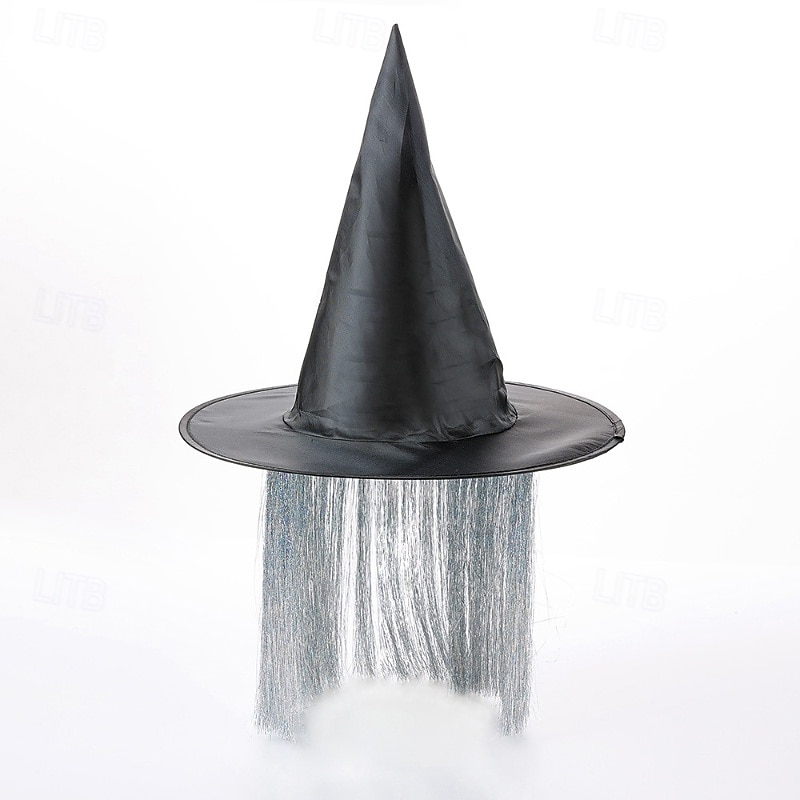 Kids Girls' Hats & Caps Sweet Halloween Daily Color Block Tassel Fringe Silver Black3
