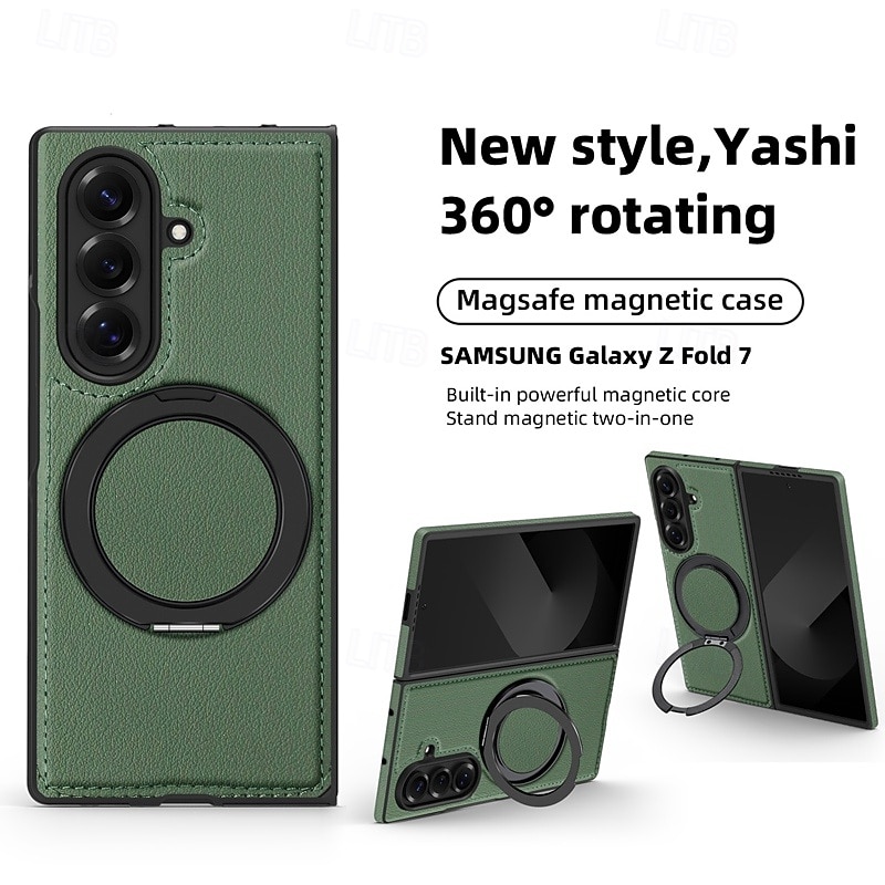 Phone Case For Samsung Galaxy Z Fold 7 Z Fold 6 Z Fold 5 Z Fold 4 Back Cover Magnetic Kickstand Shockproof Retro TPU PU Leather4