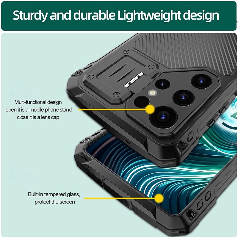 Phone Case For Samsung Galaxy S25 Ultra S25 Edge S24 Ultra S23 Ultra S22 Ultra Magnetic Adsorption Support Wireless Charging Shockproof Retro Armor PET Aluminum Alloy Tempered Glass4