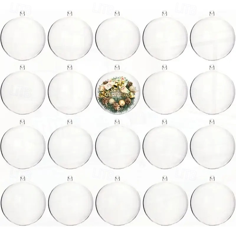 10/20Pcs Clear Christmas Ornaments Fillable Hanging Balls Clear Plastic Fillable Christmas Balls DIY Christmas & Holiday Decoration for Tree, Home, Party, Wedding