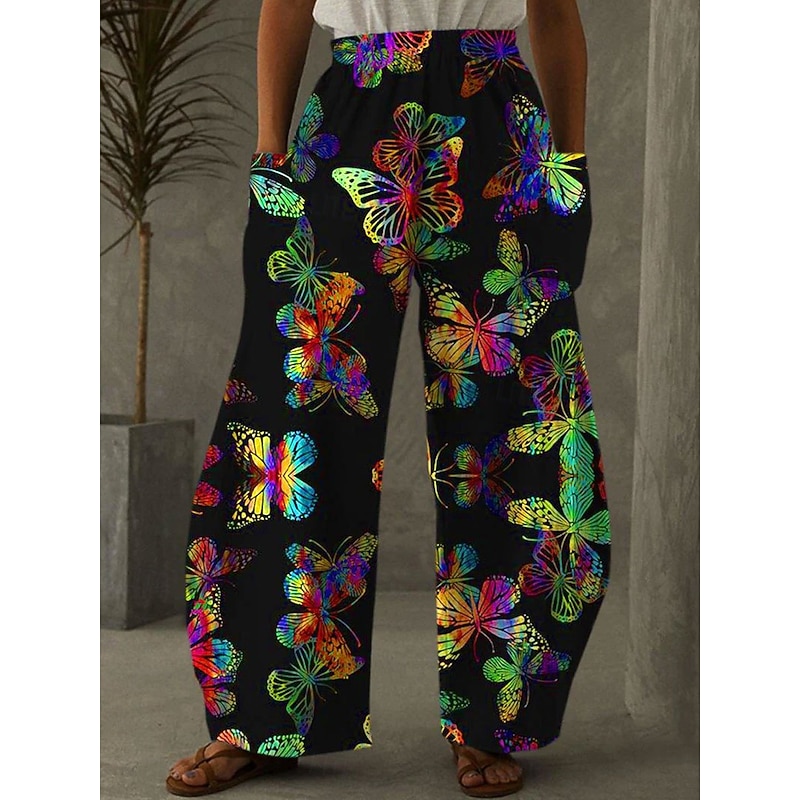 Women's Wide Leg Chinos Vacation Vintage Ethnic Style Full Length High Waist Graphic Gradient Abstract Elastic Waistband Inelastic Causal Casual Daily Black Blue Purple Beige Summer Spring Loose Fit3