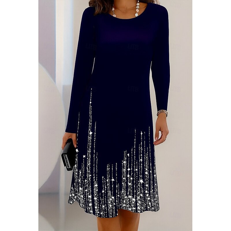 Women's Mini Dress T Shirt Dress Tee Dress A Line Dress Vacation Casual Daily Date Regular Fit Ombre Graphic Abstract Long Sleeve Crew Neck Black Blue Green Spring Fall Winter Autumn