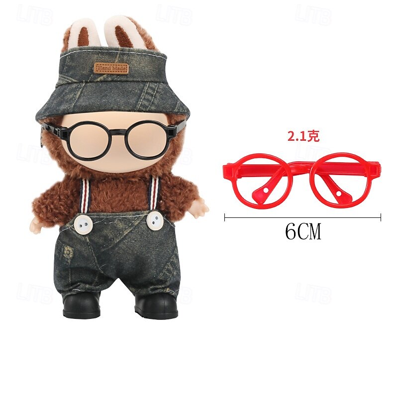 6 Pack Glasses for Labubu Dolls Set of 5 Mini Doll Glasses for 3.94-6.69 Inch (10-17 cm) Dolls without Lenses for Crafts Dolls Clothing Accessories2