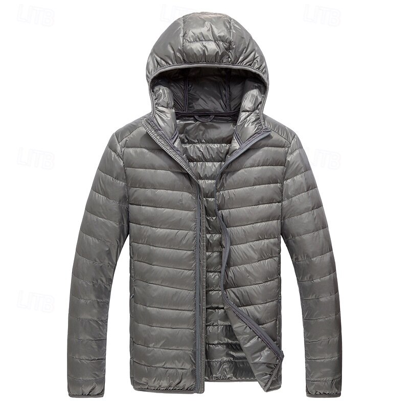 Men's Winter Coat Puffer Jacket Padded Jacket Pocket Cotton Vacation Daily Wear Date Regular Fashion Casual Comfortable Thermal Warm Winter Solid / Plain Color Wine Black Navy Blue Royal Blue Puffer4