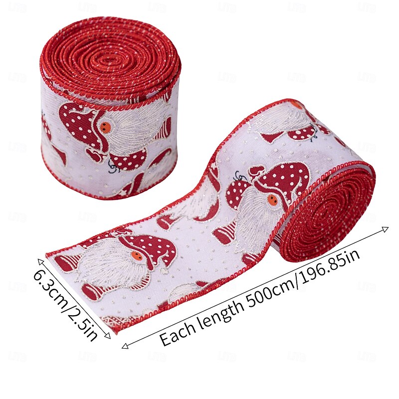 4 Rolls Christmas Wired Ribbons, Colorful Holiday Ribbon for Christmas Tree, Gift Wrapping, Wreaths, Garland, DIY Craft Decorations, Festive Party Table Decor, Xmas Ribbon Set2