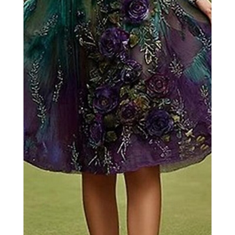 Women's Midi Dress Casual Dress Summer Dress Fashion Outdoor Party Holiday Regular Fit Flower Short Sleeve Crew Neck Green Summer3