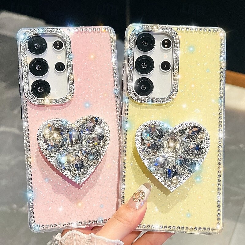 Phone Case For Samsung Galaxy S25 S24 Ultra Plus S24 FE S23 A16 A55 5G A35 5G A15 Back Cover Kickstand Shockproof Heart Silicone2