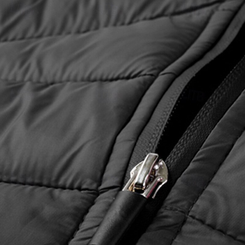 Men's Winter Coat Puffer Jacket Padded Jacket Pocket Polyster Vacation Daily Wear Date Regular Fashion Casual Comfortable Thermal Warm Winter Solid / Plain Color Black Dark Blue Gray Puffer Jacket3
