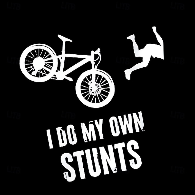 Men's Long Sleeve Graphic T-Shirt Funny 'I Do My Own Stunts' Cycling Bicycle Rider Humor Tee2