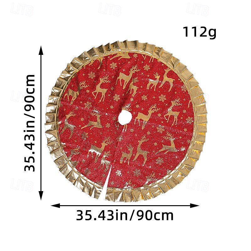 Christmas Tree Skirt Snowflake Reindeer Design Holiday Tree Mat Seasonal Decoration Rug for Home Christmas Display Festive Party Scene Setting Accessory3