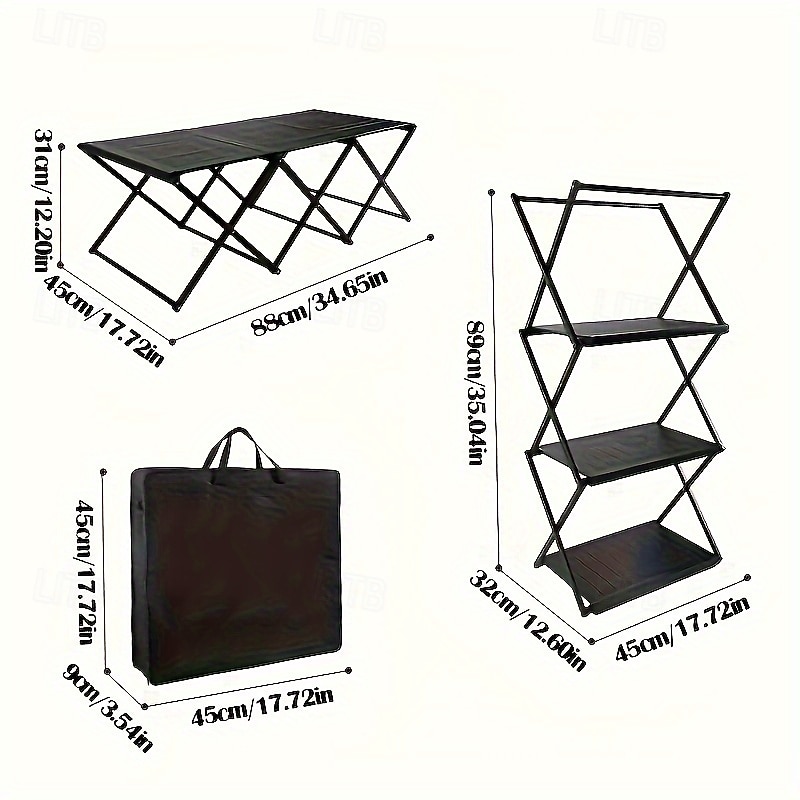 2-in-1 Ultra-Light Aluminum Alloy Folding Shelf - Portable & Multi-Functional for Outdoor Camping, Picnics, BBQs Contemporary Style4