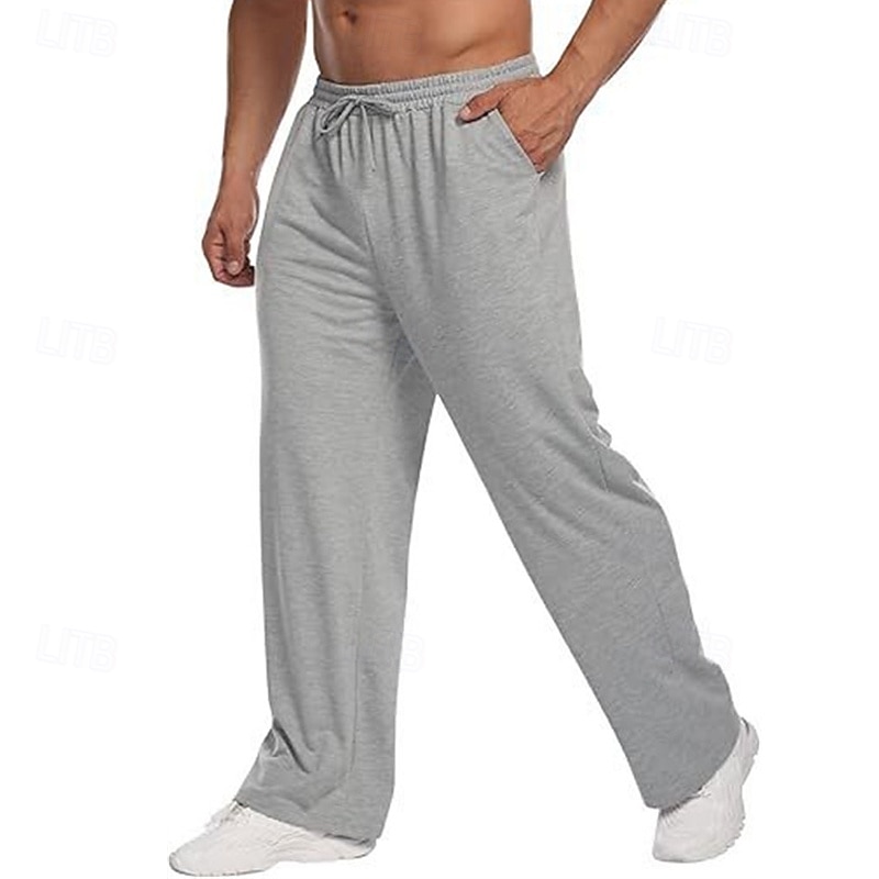 Men's Sweatpants Winter Pants Trousers Straight Leg Sweatpants Drawstring Pocket Elastic Waist Plain Comfort Sports Outdoor Daily Fashion Casual Black Army Green Micro-elastic3