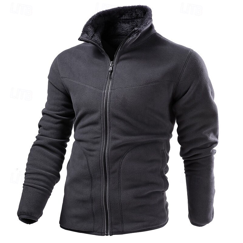 Men's Hiking Jacket Fleece Jacket Thermal Jacket Winter Outdoor Thermal Top Dark Grey Dark Blue3