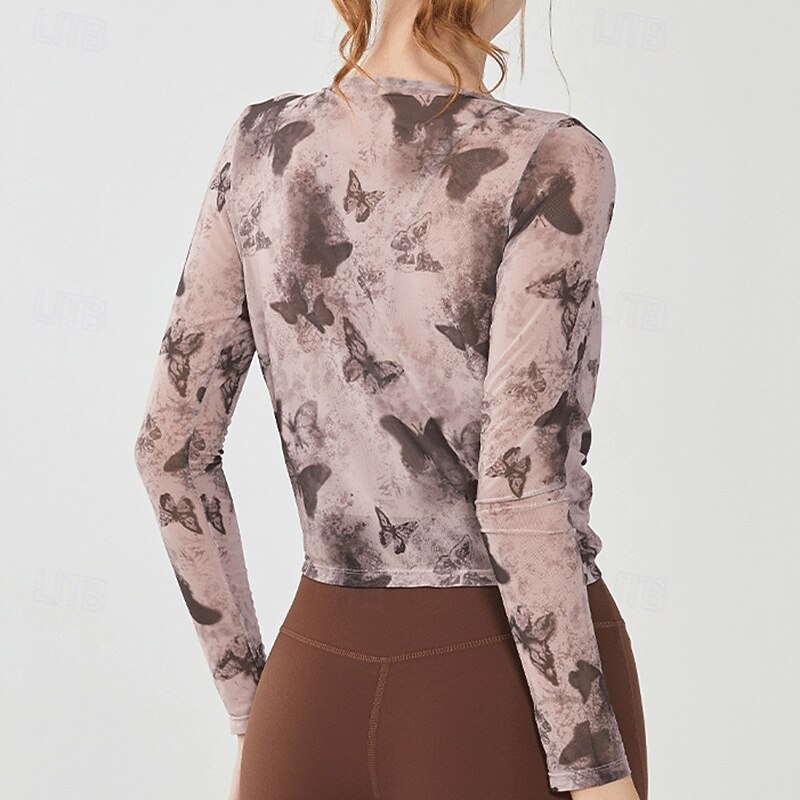 Women's Activewear Fashion Breathable Mesh Long Sleeve Sports Solid Color Top For Gym Athletic Sports Slim Activewear4