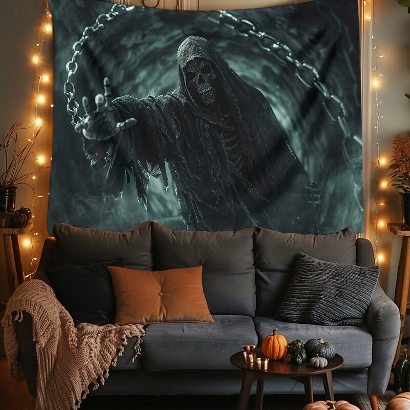 Halloween Tapestry Banners Blanket Grim Reaper 3D Dark Punk Gothic Style Party Dorm Shooting Backgrounds Home Decor2