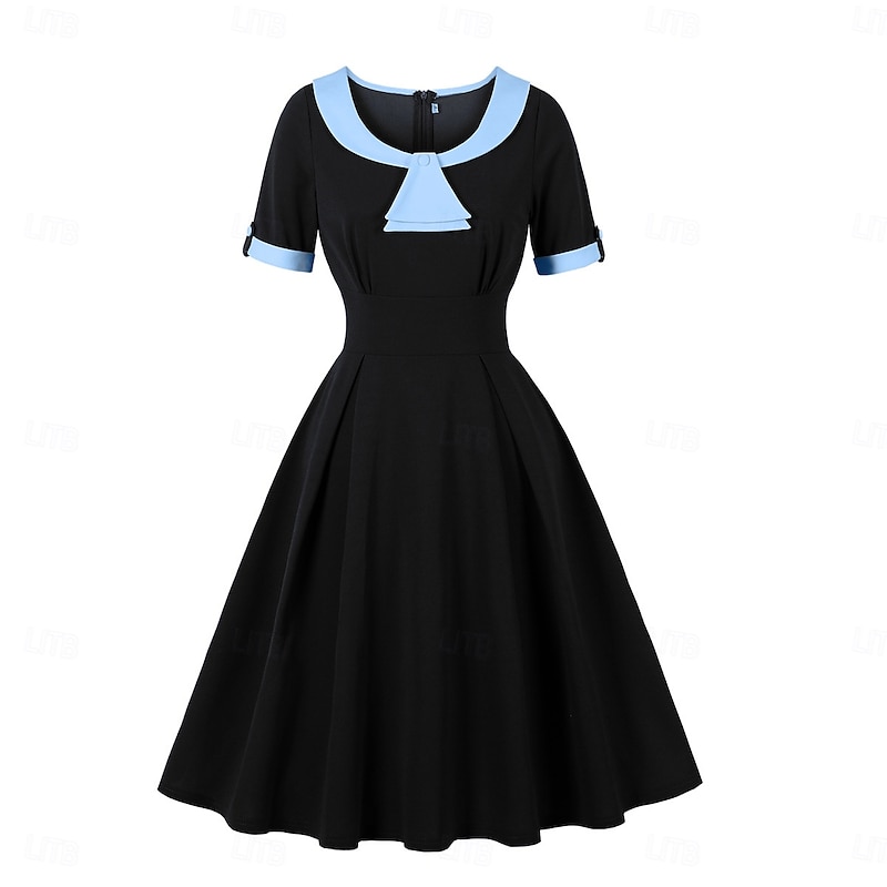 Elegant Vintage 1950s Midi Dress Fit and Flare Fancy Dress Women's Christmas Carnival Valentine's Day Party Casual Adults Dress Spring & Summer