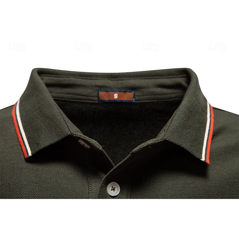 Men's Polo Work Business Turndown Long Sleeve Leisure Comfortable Plain Color Block Plain All Seasons Regular Fit Robin's Egg Blue Black White Dark Navy Light Grey Army Green Polo3