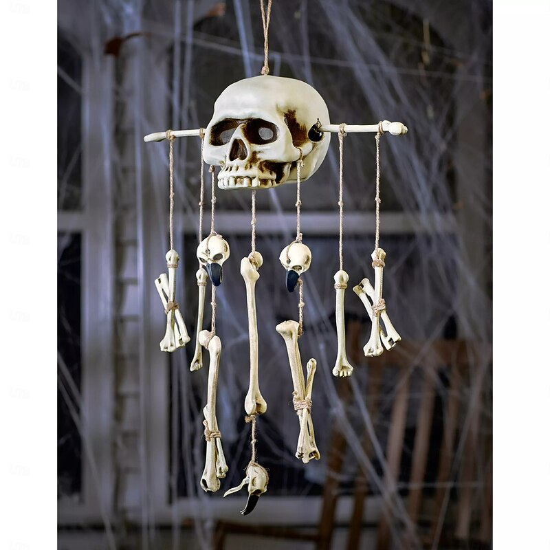 Halloween Skull Bone Wind Chime Hanging Decorations Haunted House Secret Room Creative Glowing Hanging Ghosts Horror Atmosphere Decorative Props3