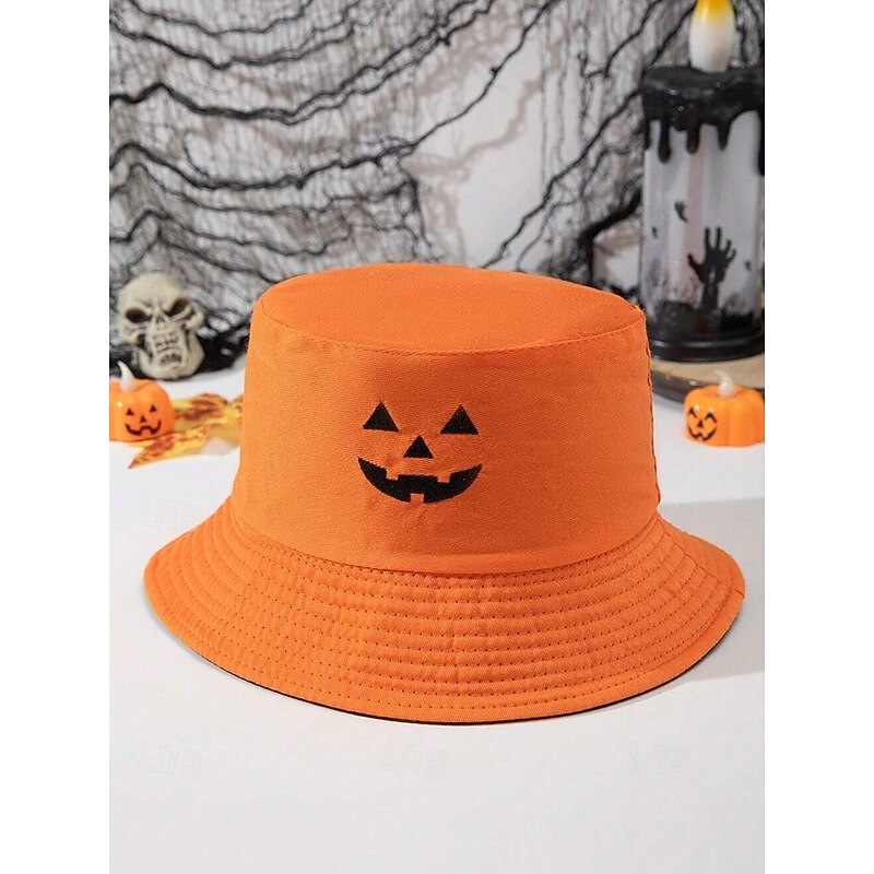 Unisex Halloween Reversible Bucket Hat – Double-Sided Pumpkin Face Print Fisherman Cap for Men and Women, Casual Party Costume and Outdoor Wear3