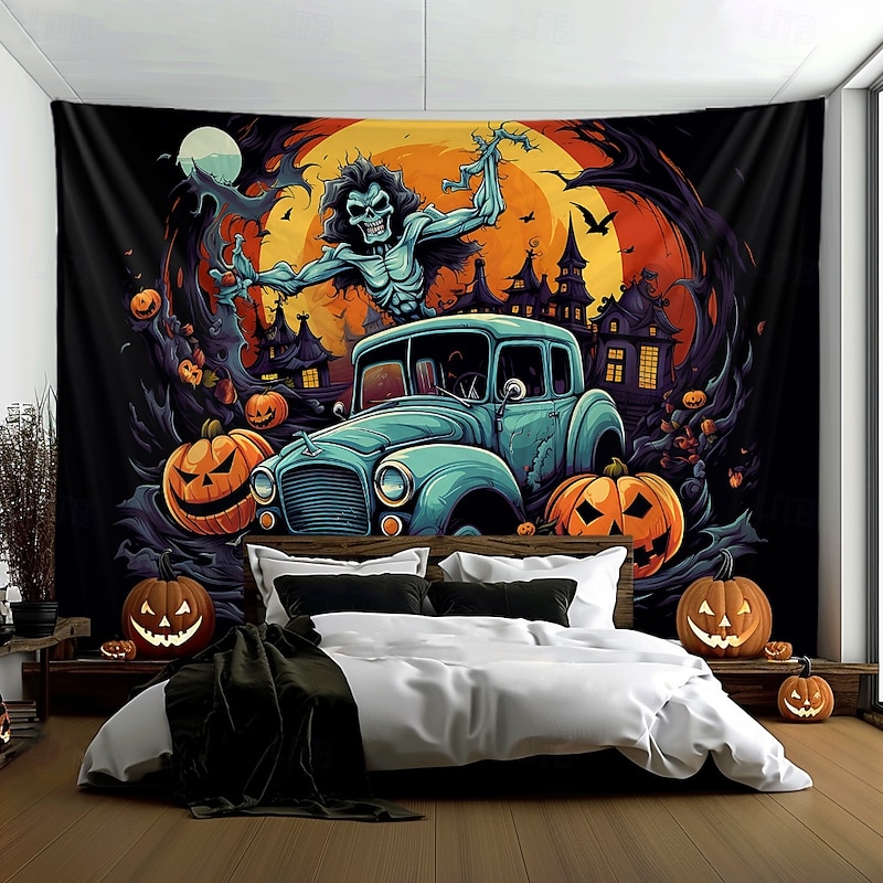Halloween Tapestry Banners Blanket Boo Dark Punk Gothic Style Party Dorm Shooting Backgrounds Home Decor2
