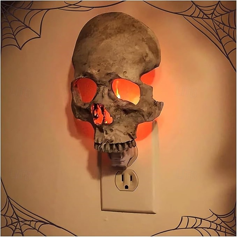 Human Skull Light Night LightHalloween Night Light Halloween Skull Night LightHalloween Horrible Light Decoration for Halloween Party and Home Decor - Main Image