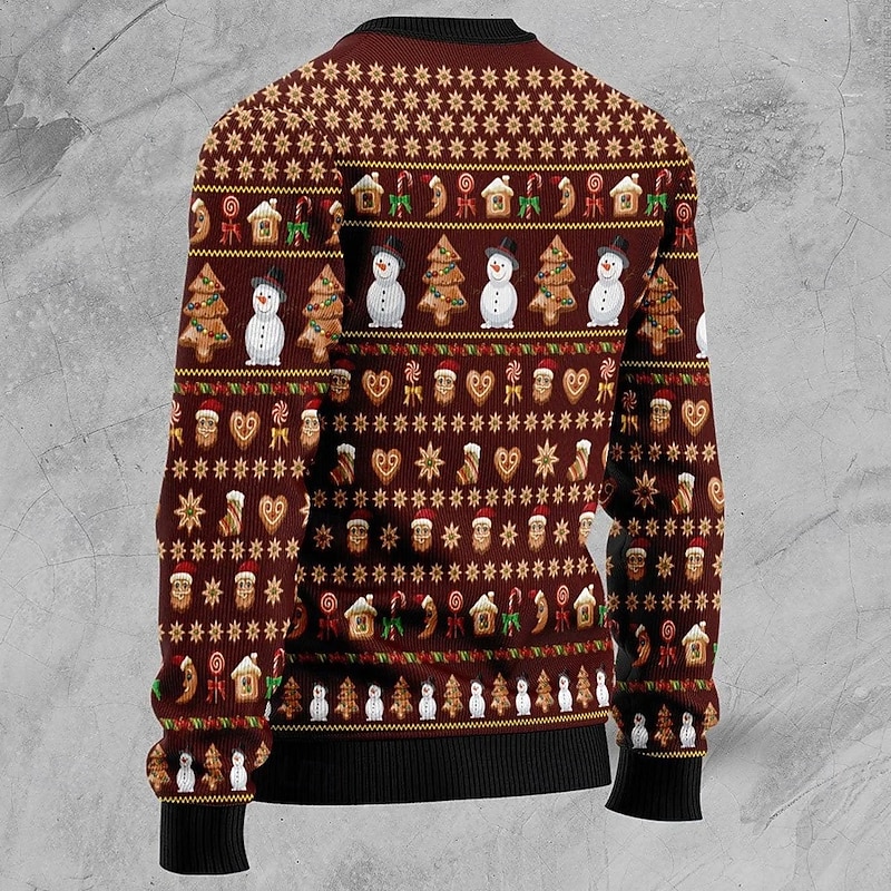 Christmas Men's Animal Tree Pullover Sweater Jumper Knitwear Crewneck Casual Vacation Daily Festival 3D Print Keep Warm Long Sleeve Spring Fall Winter Brown Green2