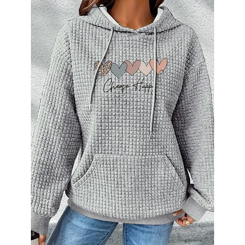 Women's Hoodies Graphic Letter Casual Long Sleeve Hooded Regular Tops Street Dailywear Casual Pocket Print Black White Dark Blue Gray Fall Winter2