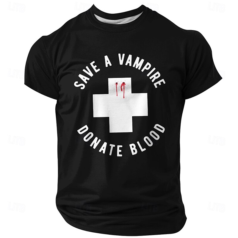 Men's Graphic T-Shirt - Save A Vampire Donate Blood Funny Pun Tee4
