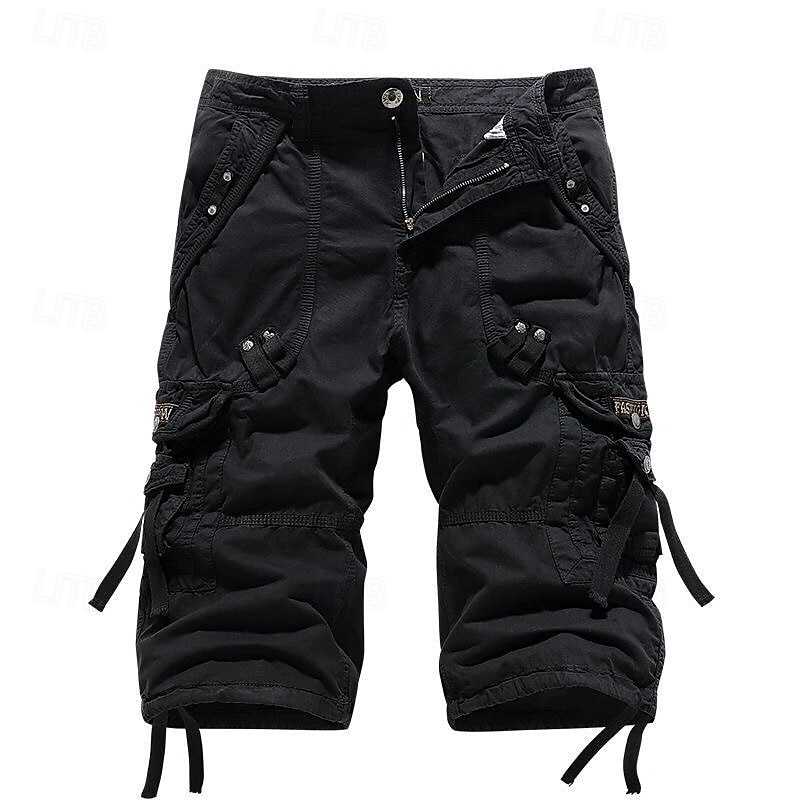 Men's Cargo Shorts Hiking Shorts Tactical Shorts Military Summer Outdoor Ripstop Quick Dry Multi Pockets Lightweight Shorts Capri Pants Bottoms Below Knee Black White Cotton Fishing Climbing Beach 29