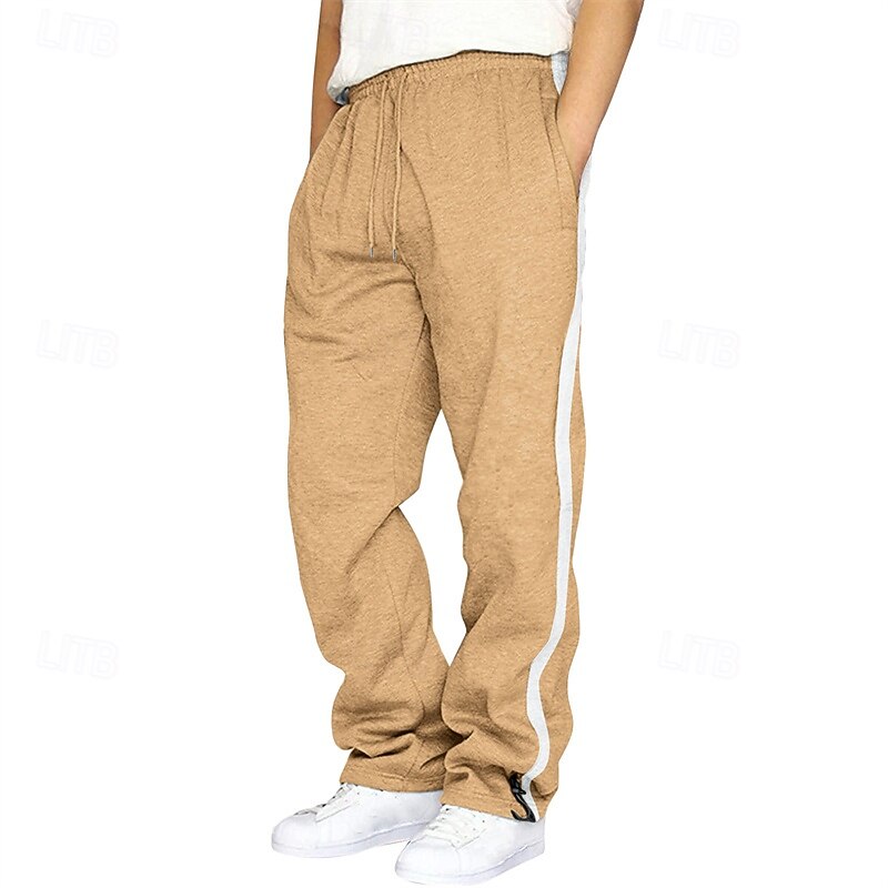 Men's Sweatpants Trousers Drawstring Pocket Elastic Waist Color Block Comfort Sports Outdoor Daily Fashion Casual Yellow Wine Micro-elastic