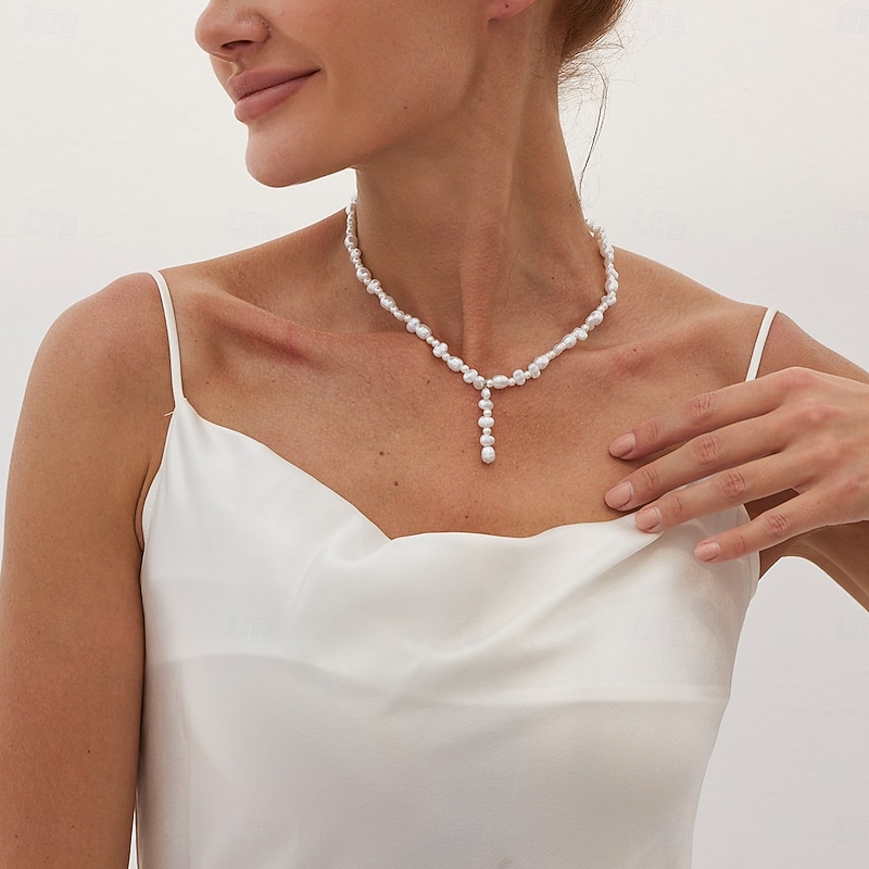 Pearl Necklace Pearl Women's Elegant Cute Tassel Beads Wedding Y Shaped Necklace For Wedding Party Daily2