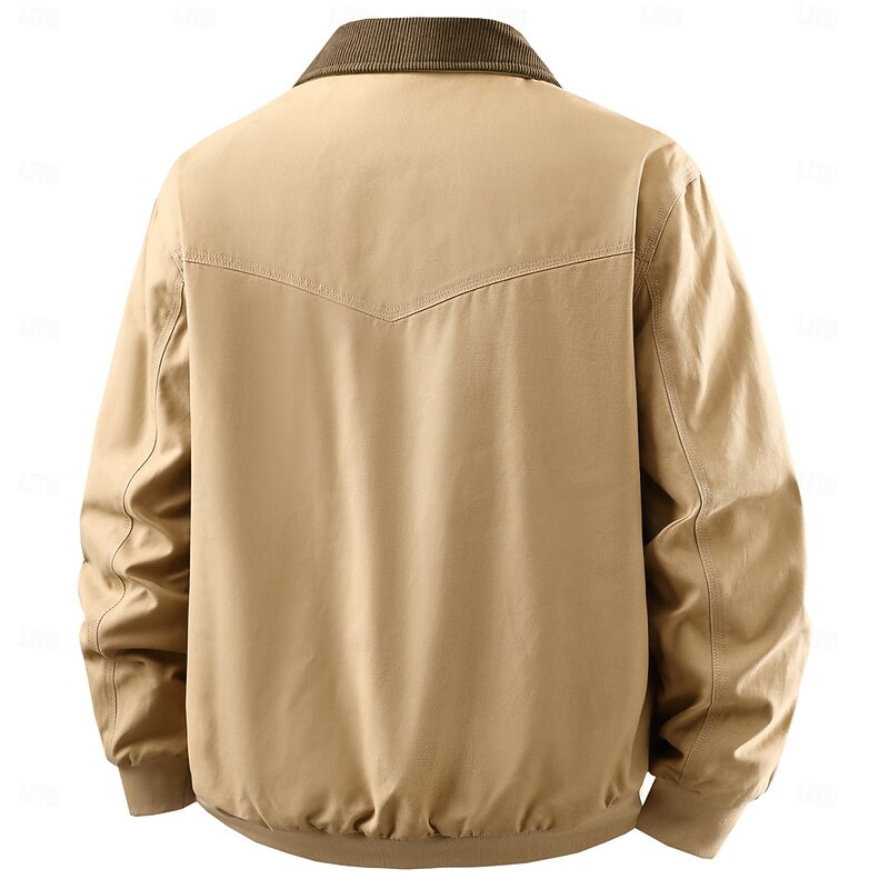 Men's Detroit Jacket Cargo Jacket Formal Home Tactical Pocket Minimalist Spring Fall Solid Color Active Vintage Shirt Collar Regular Black Brown Khaki Jacket2