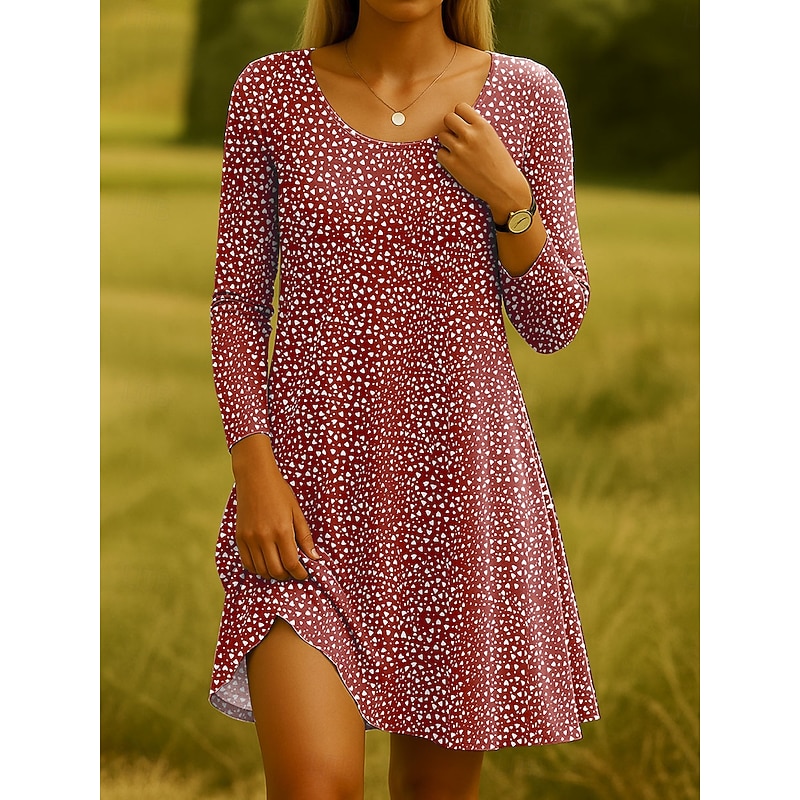 Women's Mini Dress Crew Neck Long Sleeve Casual Dress T Shirt Dress Tee Dress A Line Dress Casual Regular Fit Floral Graphic Red Blue Green Khaki Spring Fall Winter3