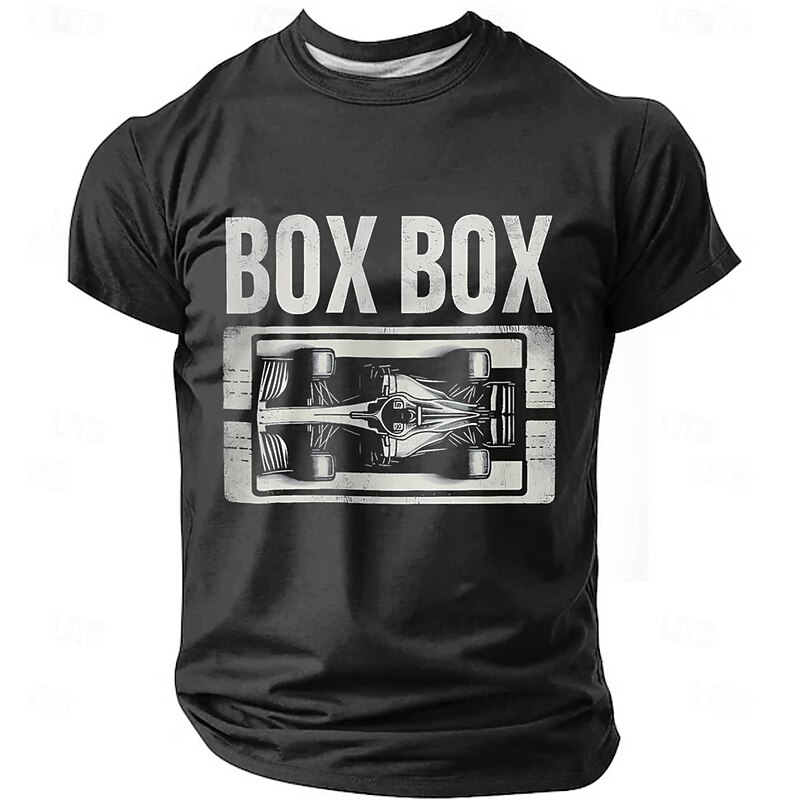 Men's F1 Racing 'BOX BOX' Graphic T-Shirt, Motorsport Short Sleeve Tee