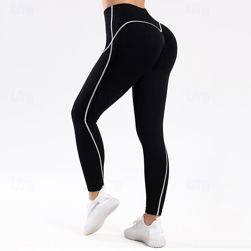 Women's Compression Pants Running Tights Yoga Leggings Tummy Control High Waist Gym Workout Athletic Bottoms Solid Color Black Fall Sports Activewear4