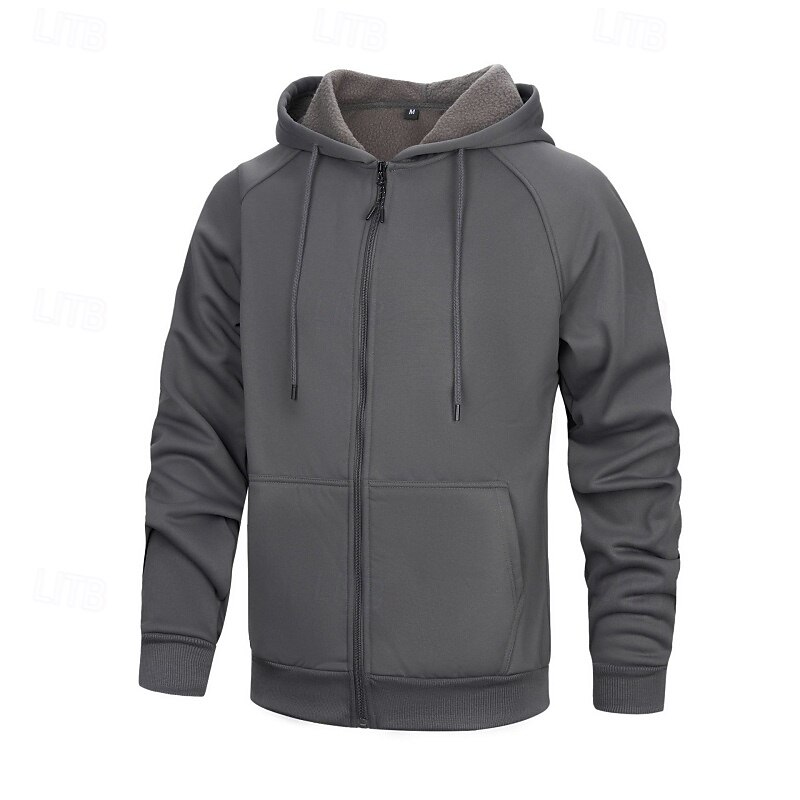 Men's Hoodie Full Zip Hoodie Pullover Hoodie Sweatshirt Black Army Green Khaki Gray Hooded Plain Pocket Sports & Outdoor Casual Daily Streetwear Cool Sportswear Fall & Winter Clothing Apparel Hoodies4