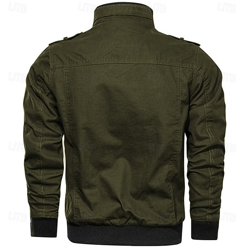 Men's Graphic Wings Cross Military Jacket Coat Tactical Jacket Thermal Warm Casual Outdoor Dailywear Multiple Pockets Cotton Bomber Jackets with Shoulder Straps Fall Winter Stand Collar Long Sleeve3