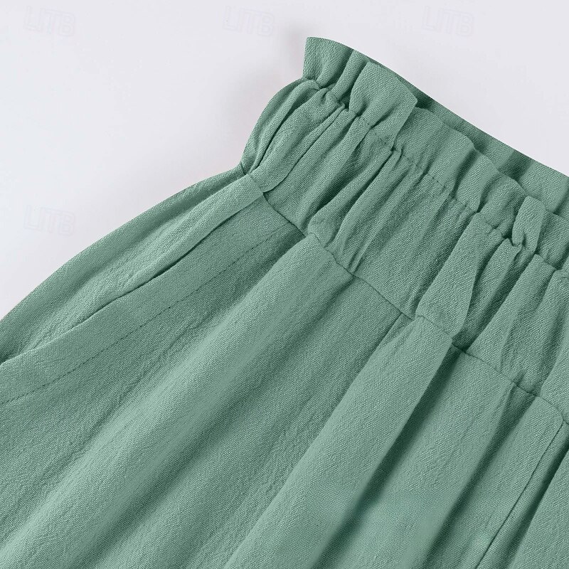 Women's Wide Leg Slacks Streetwear Casual Full Length Natural Plain Pocket Elastic Waist Comfortable Street Holiday Daily Wear Blue Mint Green Brown Army Green Fall Regular Fit3