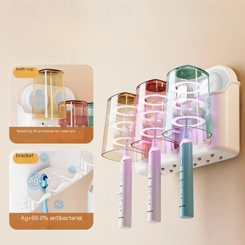 Toothbrush Holders Suction Cup for Bathrooms, Wall Mounted Toothbrush Holder with 2/3/4 Large Storage Slot Tooth Brush Holder3