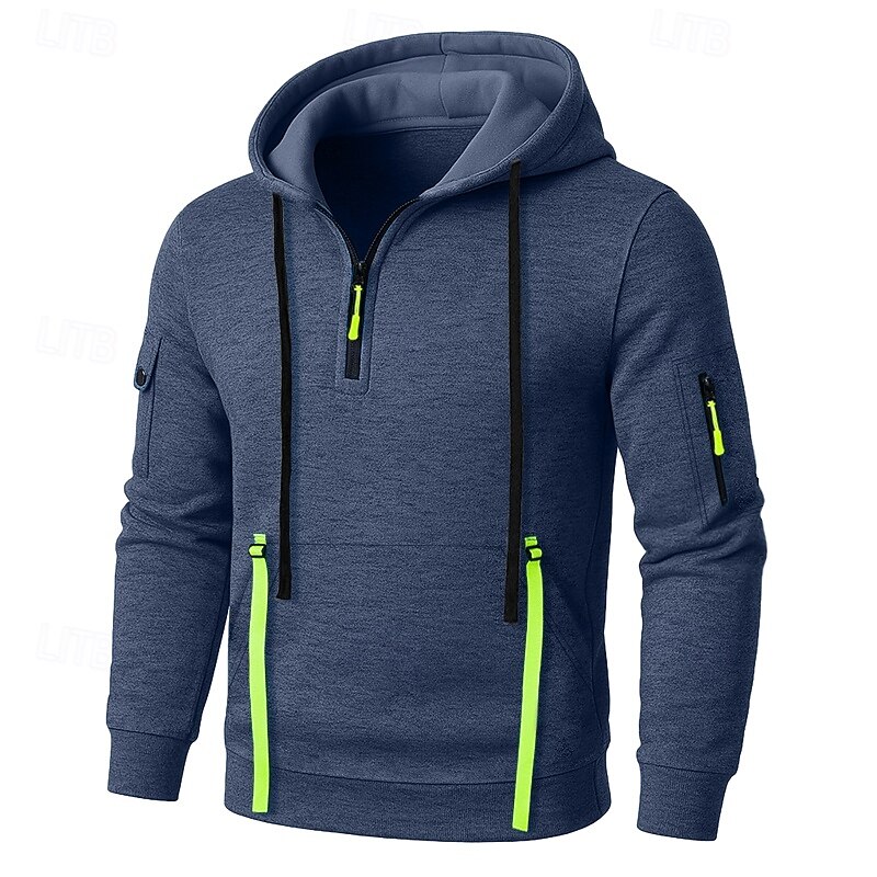 Men's Hoodie Quarter Zip Hoodie Fleece Hoodie Tactical Hoodie Black Burgundy Navy Blue Blue Gray Hooded Plain Zipper Sports & Outdoor Casual Daily Streetwear Cool Sportswear Spring &  Fall Clothing2