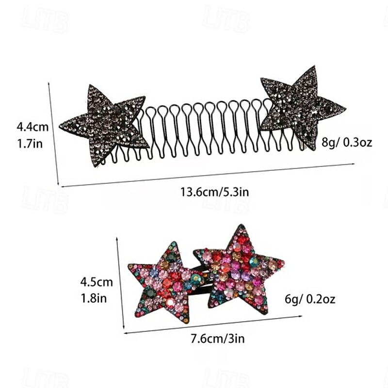 4Pcs Star Rhinestone Broken Hair Comb, Invisible Loose Hair Fixing Clips for Women and Girls, Stylish Hair Accessories for Daily Wear4