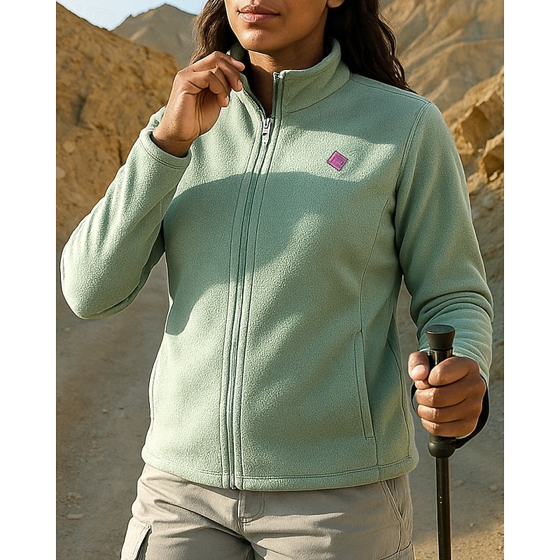 Women's Hiking Jacket Fleece Jacket Thermal Jacket Outdoor Thermal Warm Hiking Outfits Hiking Clothes Winter Autumn / Fall Jacket Hunting Climbing Running Solid Color Black Pink Dark Purple4