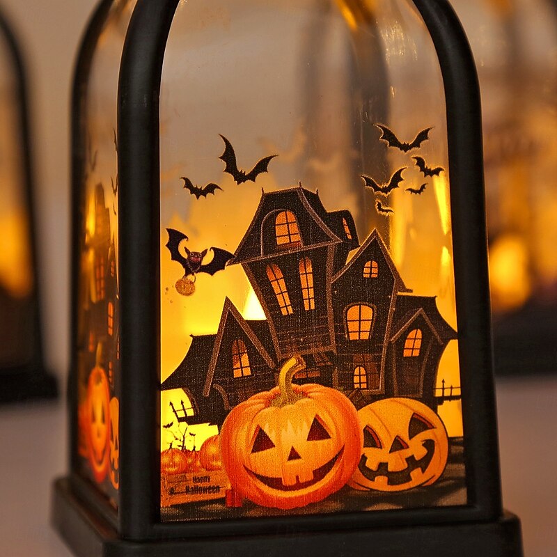 1 Pc 14.2CM Halloween Decoration Pumpkin Lantern Handheld Lantern Night Light Electronic Candle Wind Light Ghost Festival Party Decoration Props4
