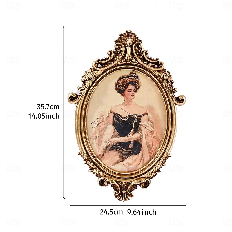 Vintage Lady Resin Photo Frame – Golden Decorative Picture Frame for Home Wall or Tabletop Display, Elegant Art-Inspired Hanging Ornament2